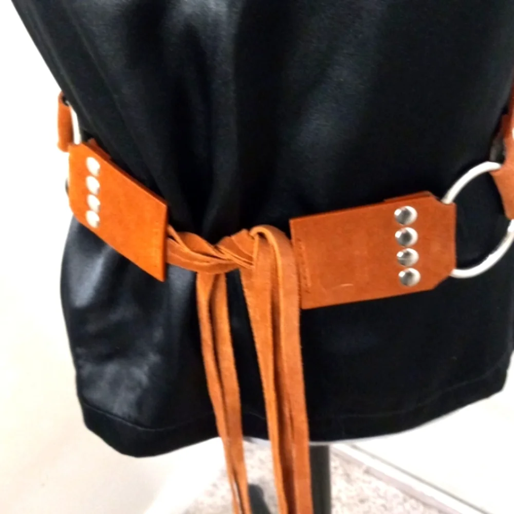 New York Co. Genuine Leather BOHO Tie Belt  Size Med/large